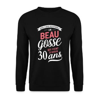 A handsome 30 year old funny birthday gift - Unisex Sweatshirt - black - Front - Alina (178cm) & Michal (187cm)