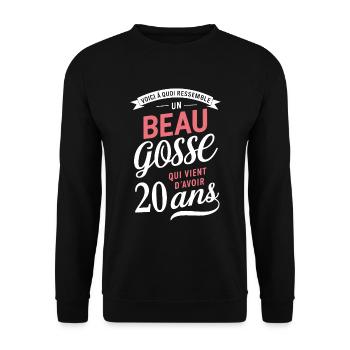 A handsome 20 year old funny birthday gift - Unisex Sweatshirt - black - Front - Alina (178cm) & Michal (187cm)