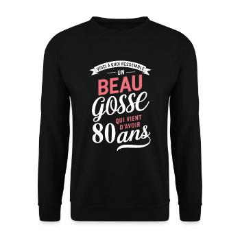 A handsome 80 year old funny birthday gift - Unisex Sweatshirt - black - Front - Alina (178cm) & Michal (187cm)