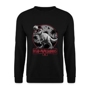 Handsome Papasaurus Rex Gift Stepfather Dinosaur - Unisex Sweatshirt - black - Front - Alina (178cm) & Michal (187cm)