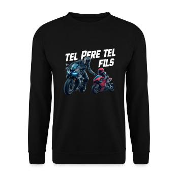 Like Father Like Son Biker Gift Humor Motorcycle Racing - Unisex Sweatshirt - black - Front - Alina (178cm) & Michal (187cm)