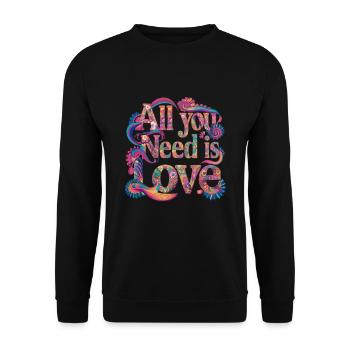 All You Need Is Love Hippie Flower Retro 60s 70s - Sweat-shirt Unisexe - noir - Devant - Alina (178cm) & Michal (187cm)