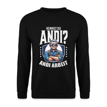 Handwerker Andi Arbeit Geschenk Sprüche Lustig - Unisex Pullover - Schwarz - Vorne - Alina (178cm) & Michal (187cm)