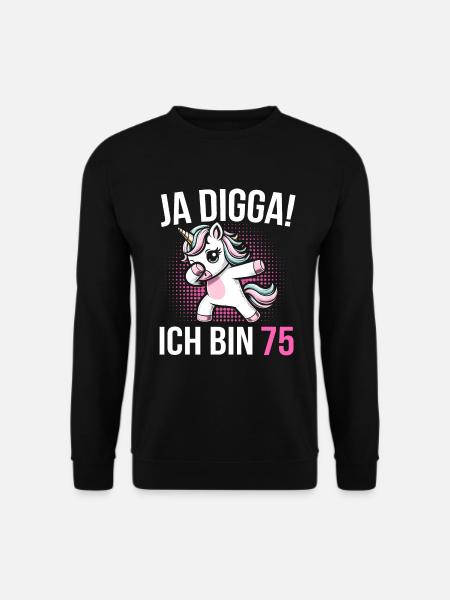 75. Geburtstag Frauen Einhorn Geschenk - Unisex Pullover - Schwarz