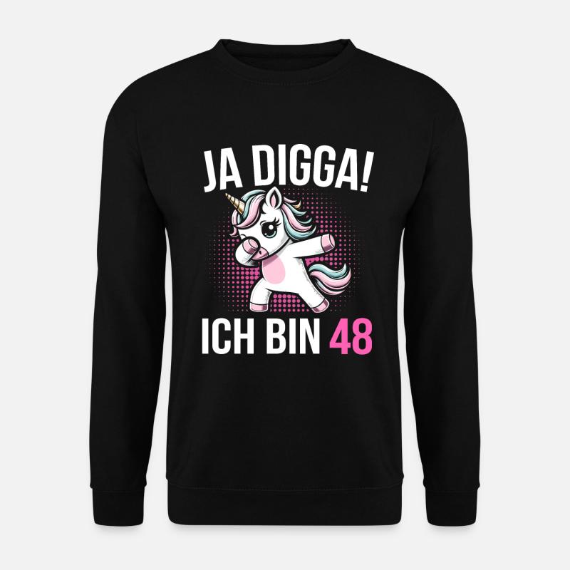 48. Geburtstag Frauen Einhorn Geschenk - Unisex Pullover - Schwarz