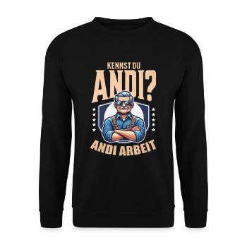 Handwerker Andi Arbeit Geschenk Sprüche Lustig - Unisex Pullover - Schwarz - Vorne - Alina (178cm) & Michal (187cm)