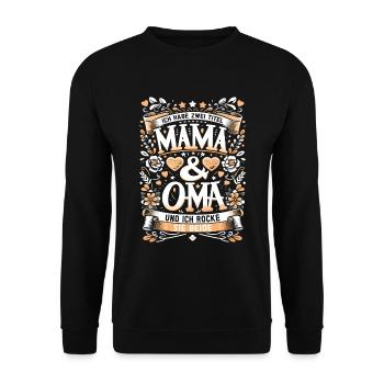 Geschenk Oma Baby Nachwuchs Mama Sprüche - Unisex Pullover - Schwarz - Vorne - Alina (178cm) & Michal (187cm)