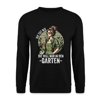 Garten Geschenk Gärtnerin Geburtstag Geschenk - Unisex Pullover - Schwarz - Vorne - Alina (178cm) & Michal (187cm)