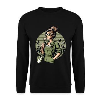Garten Geschenk Gärtnerin Geburtstag Geschenk - Unisex Pullover - Schwarz - Vorne - Alina (178cm) & Michal (187cm)