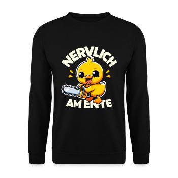 Stress Gestresst Nerven Arbeit Geschenk Spruch - Unisex Pullover - Schwarz - Vorne - Alina (178cm) & Michal (187cm)