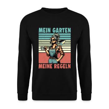 Garten Geschenk Gärtnerin Geburtstag Geschenk - Unisex Pullover - Schwarz - Vorne - Alina (178cm) & Michal (187cm)