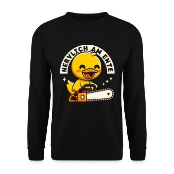 Stress Gestresst Nerven Arbeit Geschenk Spruch - Unisex Pullover - Schwarz - Vorne - Alina (178cm) & Michal (187cm)