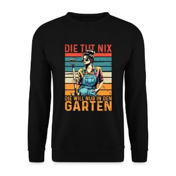 Garten Geschenk Gärtnerin Geburtstag Geschenk - Unisex Pullover - Schwarz - Vorne - Alina (178cm) & Michal (187cm)