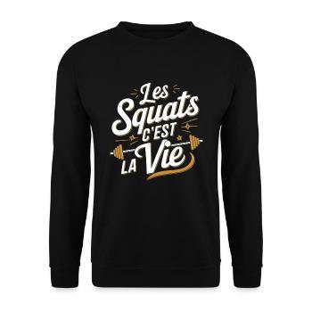 Kniebeugen sind das Leben Bodybuilding Fitness - Unisex Pullover - Schwarz - Vorne - Alina (178cm) & Michal (187cm)