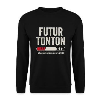 Pregnancy Announcement Uncle Future Uncle 2025 - Unisex Sweatshirt - black - Front - Alina (178cm) & Michal (187cm)