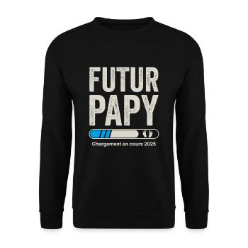Zukünftiger Opa 2025 Schwangerschaftsankündigung Opa - Unisex Pullover - Schwarz - Vorne - Alina (178cm) & Michal (187cm)