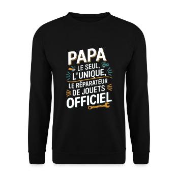 Daddy the Only, the Unique, the Toy Repairman - Unisex Sweatshirt - black - Front - Alina (178cm) & Michal (187cm)