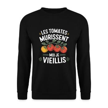 Tomaten Reifen Tomate Gartenarbeit Lustig - Unisex Pullover - Schwarz - Vorne - Alina (178cm) & Michal (187cm)