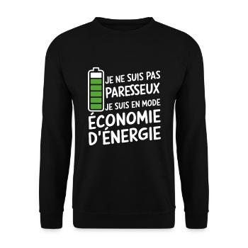 I'm Not Lazy In Power Saving Mode - Unisex Sweatshirt - black - Front - Alina (178cm) & Michal (187cm)