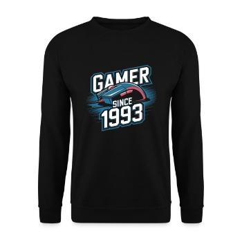 Gamer Since 1993 Geek Birthday Gift - Unisex Sweatshirt - black - Front - Alina (178cm) & Michal (187cm)