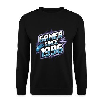 Gamer Since 1996 Geek Birthday Gift - Unisex Sweatshirt - black - Front - Alina (178cm) & Michal (187cm)