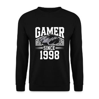 Gamer Since 1998 Geek Birthday Gift - Unisex Sweatshirt - black - Front - Alina (178cm) & Michal (187cm)