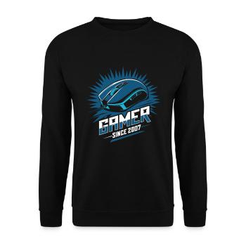 Gamer Since 2007 Geek Birthday Gift - Unisex Sweatshirt - black - Front - Alina (178cm) & Michal (187cm)