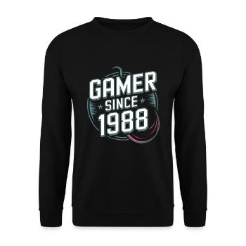 Gamer seit 1988 Geek Geburtstagsgeschenk - Unisex Pullover - Schwarz - Vorne - Alina (178cm) & Michal (187cm)