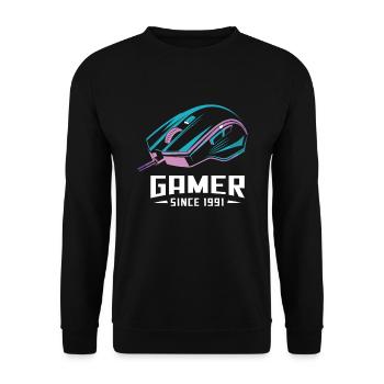 Gamer Since 1991 Geek Birthday Gift - Unisex Sweatshirt - black - Front - Alina (178cm) & Michal (187cm)