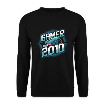 Gamer Since 2010 Geek Birthday Gift - Unisex Sweatshirt - black - Front - Alina (178cm) & Michal (187cm)