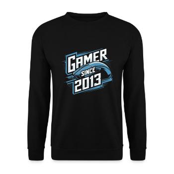 Gamer Since 2013 Geek Birthday Gift - Unisex Sweatshirt - black - Front - Alina (178cm) & Michal (187cm)