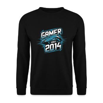 Gamer Since 2014 Geek Birthday Gift - Unisex Sweatshirt - black - Front - Alina (178cm) & Michal (187cm)