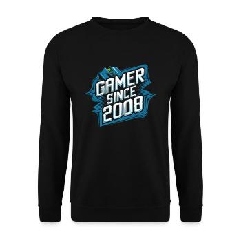Gamer Since 2008 Geek Birthday Gift - Unisex Sweatshirt - black - Front - Alina (178cm) & Michal (187cm)