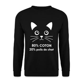 80% Cotton 20% Cat Hair Humor - Unisex Sweatshirt - black - Front - Alina (178cm) & Michal (187cm)