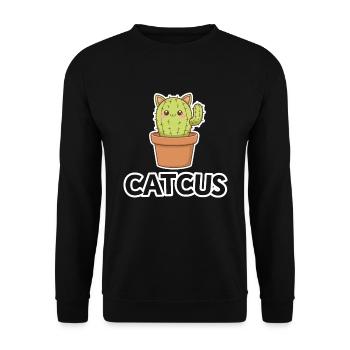 Catcus Cactus Cat Cute Cat Funny Pun - Unisex Sweatshirt - black - Front - Alina (178cm) & Michal (187cm)