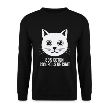 80% Coton 20% Poils De Chat Humour Chatons - Sweat-shirt Unisexe - noir - Devant - Alina (178cm) & Michal (187cm)