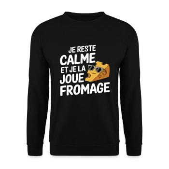 Ich bleibe ruhig und spiele es cool cheese relax - Unisex Pullover - Schwarz - Vorne - Alina (178cm) & Michal (187cm)