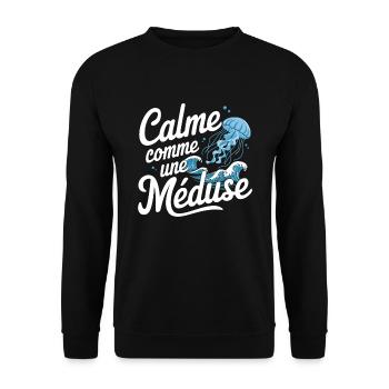 Calm as a jellyfish Ocean Sea - Unisex Sweatshirt - black - Front - Alina (178cm) & Michal (187cm)