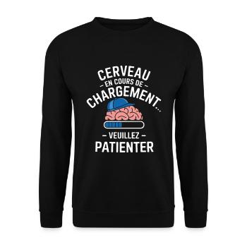 Brain Loading Wait Funny - Unisex Sweatshirt - black - Front - Alina (178cm) & Michal (187cm)