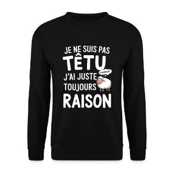 Not stubborn I'm just right saying humor sheep - Unisex Sweatshirt - black - Front - Alina (178cm) & Michal (187cm)