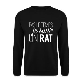 Pas Le Temps Je Suis Un Rat - Sweat-shirt Unisexe - noir - Devant - Alina (178cm) & Michal (187cm)