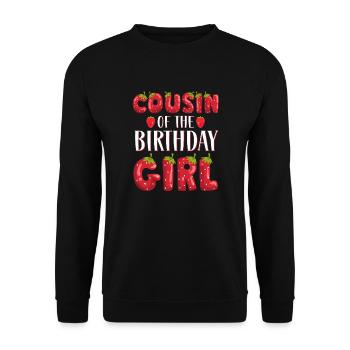 Cousin Of The Birthday Girl Strawberry First Bday - Unisex Sweatshirt - black - Front - Alina (178cm) & Michal (187cm)
