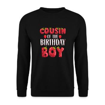 Cousin Of The Birthday Boy Strawberry First Bday - Unisex Sweatshirt - black - Front - Alina (178cm) & Michal (187cm)