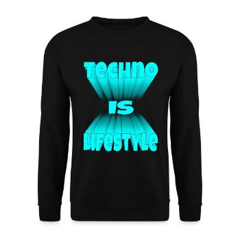 La techno, c’est Lifestyle, Musique, DJ, Rave, EDM, Festival - Sweat-shirt Unisexe - noir - Devant - Alina (178cm) & Michal (187cm)