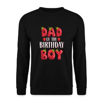Dad Of The Birthday Boy Strawberry First Birthday - Unisex Sweatshirt - black - Front - Alina (178cm) & Michal (187cm)