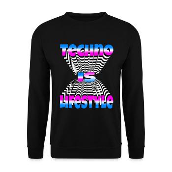 La techno est Lifestyle, Musique, DJ, Fête, Rave, EDM - Sweat-shirt Unisexe - noir - Devant - Alina (178cm) & Michal (187cm)