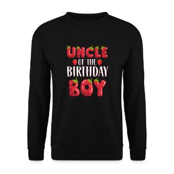 Uncle Of The Birthday Boy Strawberry First Bday - Unisex Sweatshirt - black - Front - Alina (178cm) & Michal (187cm)