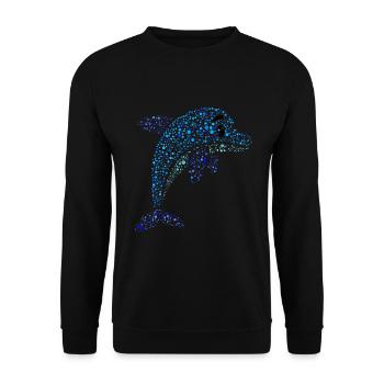 Bunter Delfin Kind Tier Meer Style Farbenfroh - Unisex Pullover - Schwarz - Vorne - Alina (178cm) & Michal (187cm)