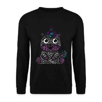 Einhorn Kind Süß Farben Geschenk Tier Kreativ - Unisex Pullover - Schwarz - Vorne - Alina (178cm) & Michal (187cm)