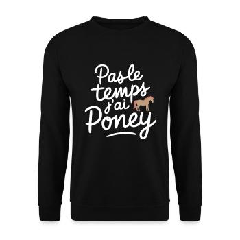 Keine Zeit, ich habe Pony-Reitsport-Liebhaber - Unisex Pullover - Schwarz - Vorne - Alina (178cm) & Michal (187cm)